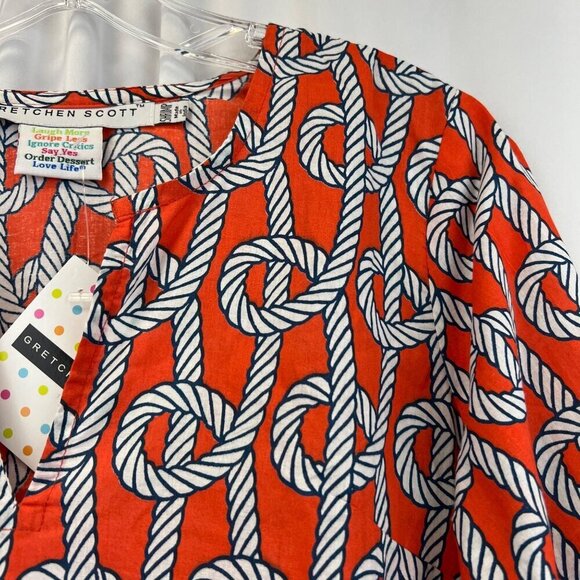 Gretchen Scott Tunic Top 3/4 Sleeve Orange/Multi Print Size Small New - Picture 4 of 9